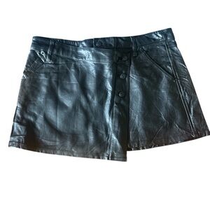 We The Free Black Leather Skirt